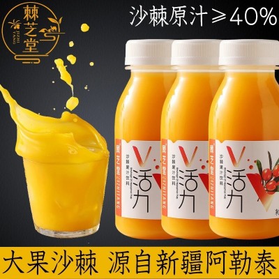 棘芝堂沙棘果汁饮料网红VC饮品生榨含40%原浆批发礼盒装10瓶/箱 1提起批