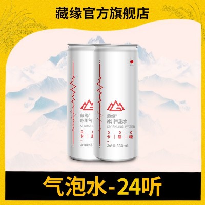 藏缘气泡水330ml*24听整箱听装原味苏打水无糖气泡饮料批发  2箱