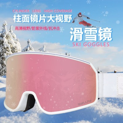 工厂现货2023新款双层防雾滑雪镜柱面防紫外线滑雪护目眼镜卡近视  2件