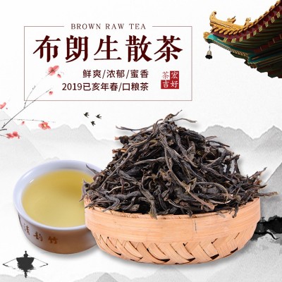 宏好吉茶叶厂家批发 云南特产普洱茶生茶散茶布朗山2019春茶 500g  2斤